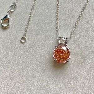 Elegant Silver and Pink rose-cut gemstone Pendant Necklace